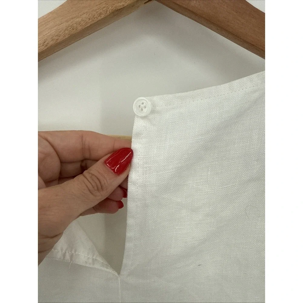 Reformation Womens Jessi White Linen Mini Shift Dress Size 4 Capsule Wardrobe - Picture 7 of 11